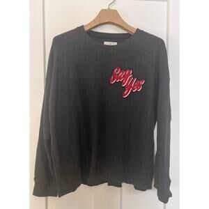 American Eagle Crewneck Sweatshirt Rolled Hem Navy XL Say Yes